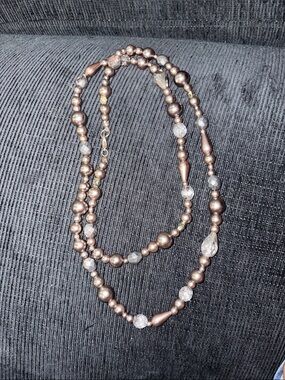 Unbranded Layered Necklace Womens OS Brown Good Pearl Crystal Beaded Long